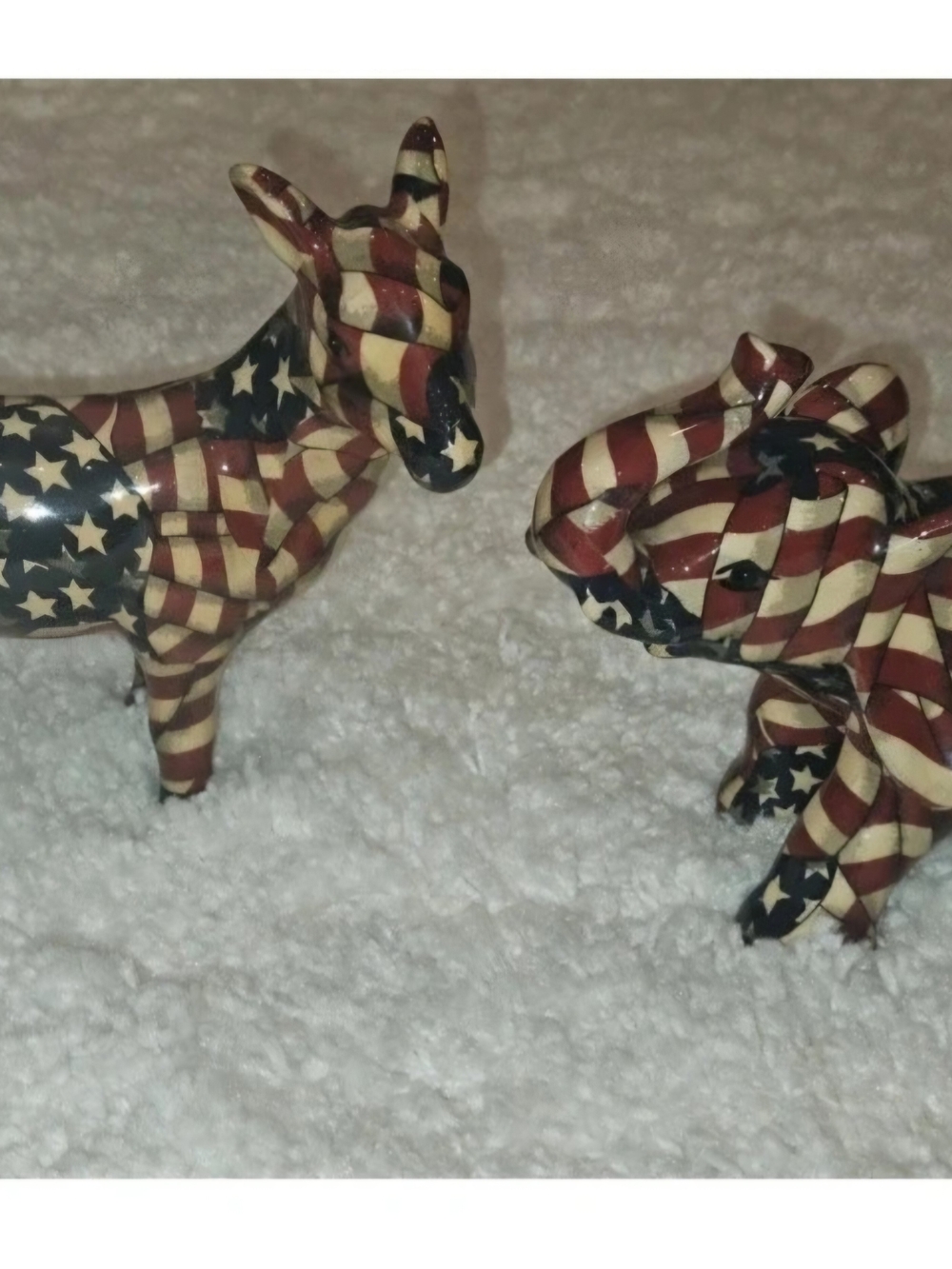 Vintage La Vie Patriotic Elephant and Donkey Figurines Set of 2